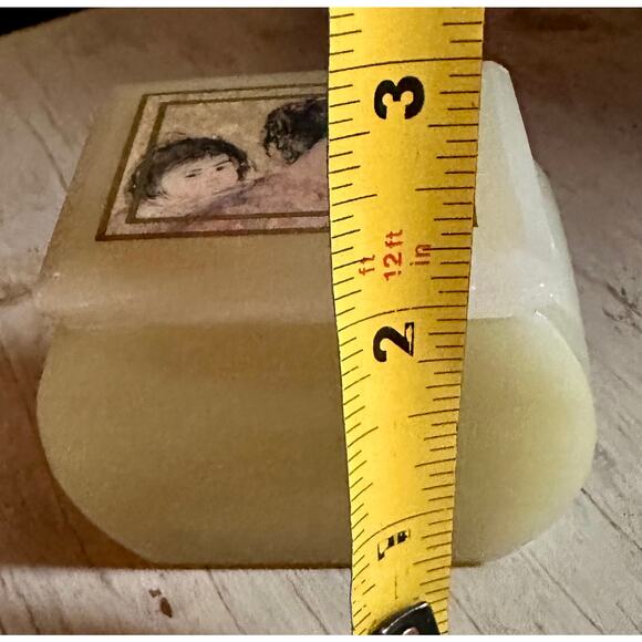 Vintage Edna Hibel Square Marble Trinket Box, 1980s Edna Hibel Art - Picture 7 of 10